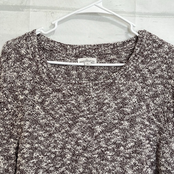 LL Bean Signature Linen Blend Crew Neck Sweater Purple Color Block Size L - Picture 6 of 15